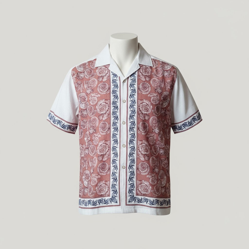 Oversized Popcorn Shirt – Pink Paisley Print | 100% Pure Cotton, Textured, Breathable Comfort