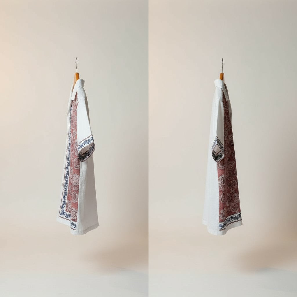 Oversized Popcorn Shirt – Pink Paisley Print | 100% Pure Cotton, Textured, Breathable Comfort