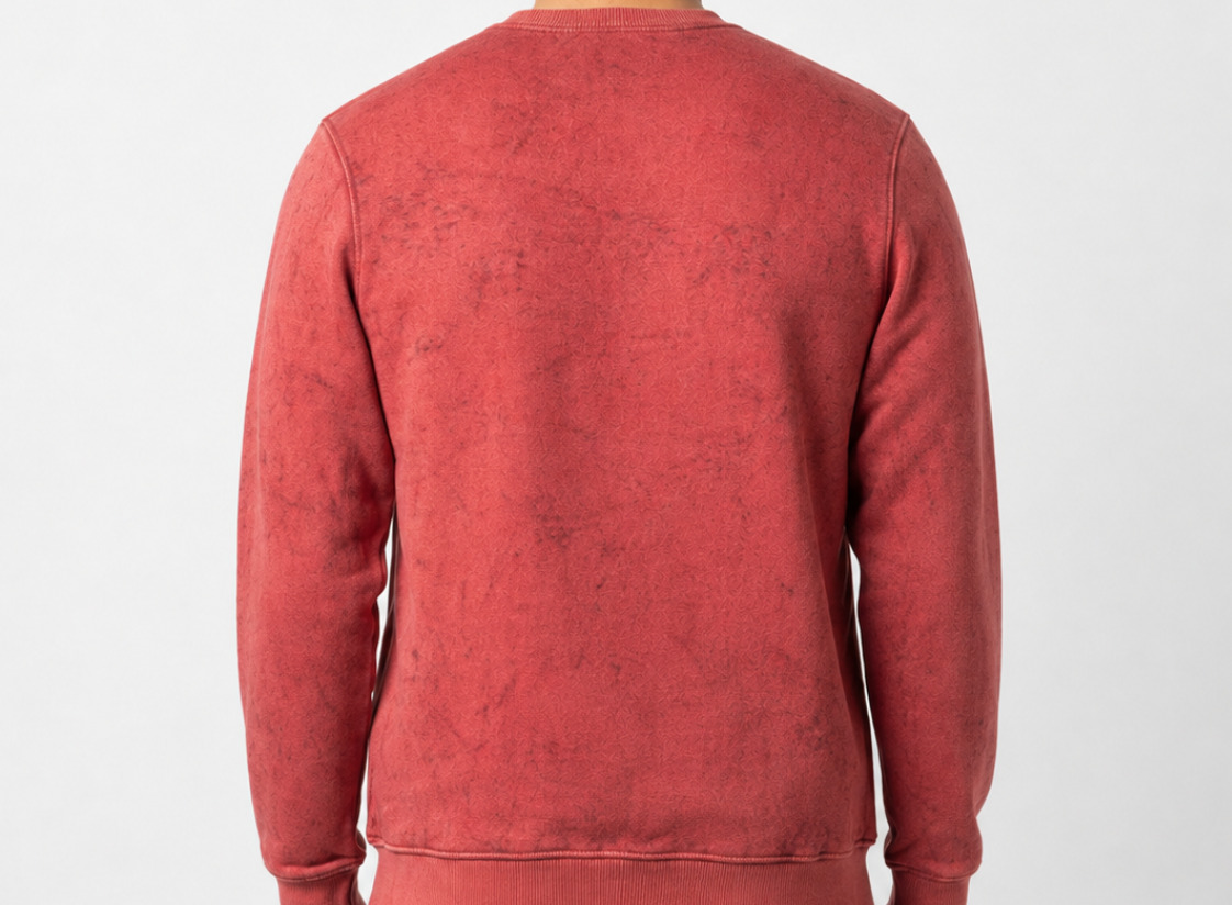 330 GSM Premium Acid Wash Oversized Sweatshirt for Men | Heavyweight Cotton Fleece | Vintage Red