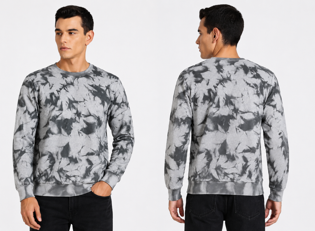Men's Grey Acid Wash Oversized Sweatshirt | Premium 330 GSM Cotton
