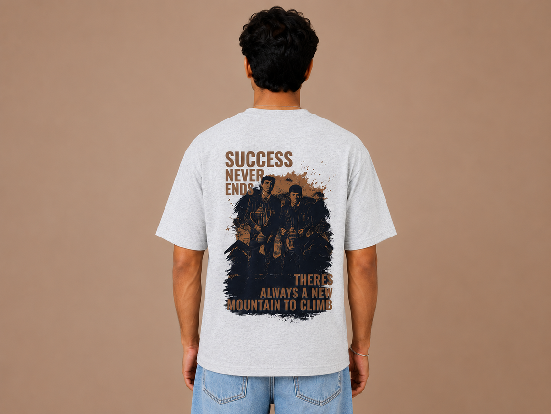 Success Never Ends – 240 GSM Premium Oversized Graphic T-Shirt for Men