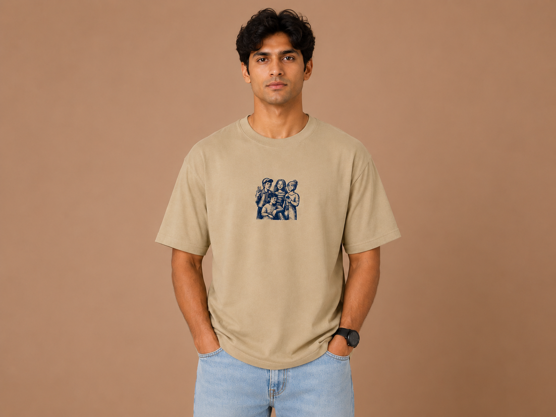 Fun in Japan Oversized Graphic T-Shirt for Men | 240 GSM Premium Cotton | Beige