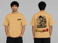 Friends Anime Oversized T-Shirt for Men | Premium 240 GSM Cotton | Back Graphic Print | Beige