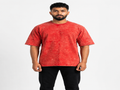 Men's 240 GSM Acid Wash Oversized T-Shirt | Heavyweight Premium Cotton | Vintage Red | Relaxed Fit