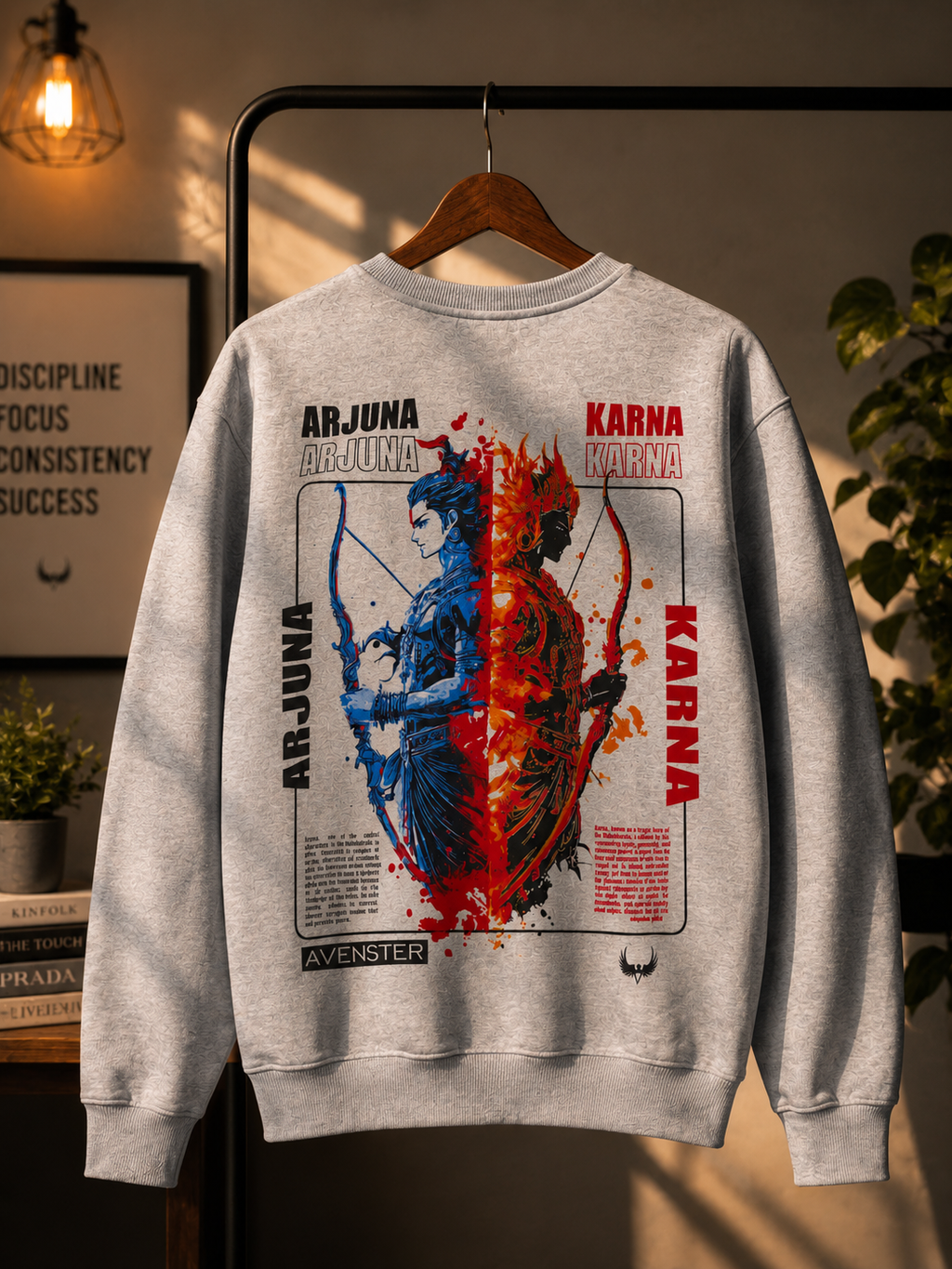 VersaVara Arjuna Karna Oversized Sweatshirt | Premium 330 GSM Cotton Graphic Sweatshirt