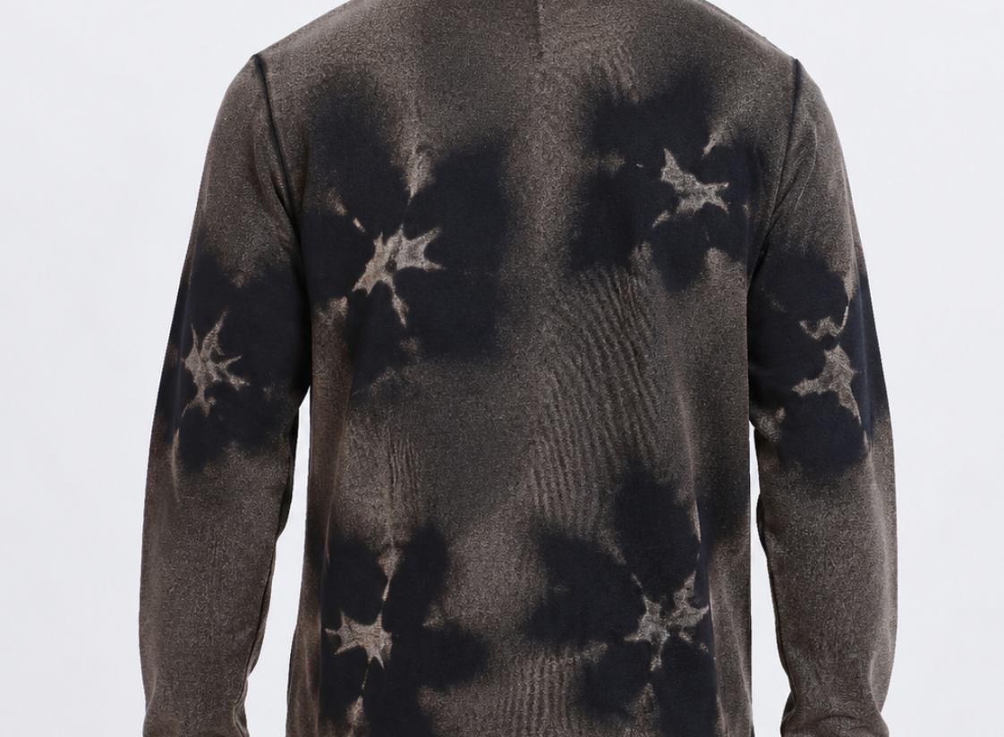 Men's 330 GSM Acid Wash Oversized Sweatshirt – Premium Heavyweight Cotton Terry | Black Tie-Dye Crew Neck