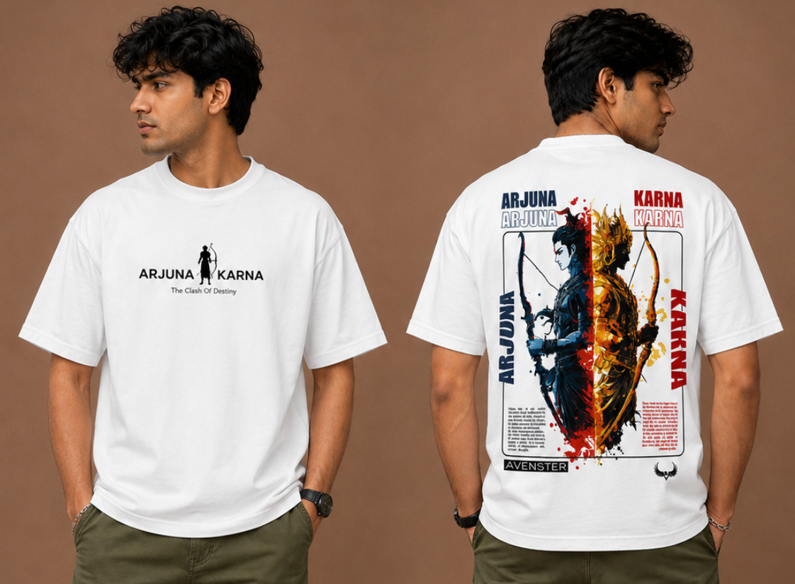 Arjuna vs Karna Oversized T-Shirt | 240 GSM Premium Cotton |Unisex