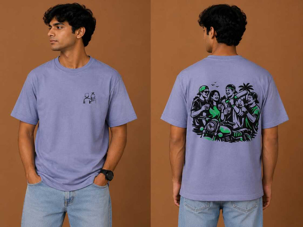 Ride Together Premium 240 GSM Oversized Graphic T-Shirt – Lavender | Heavyweight Cotton Streetwear