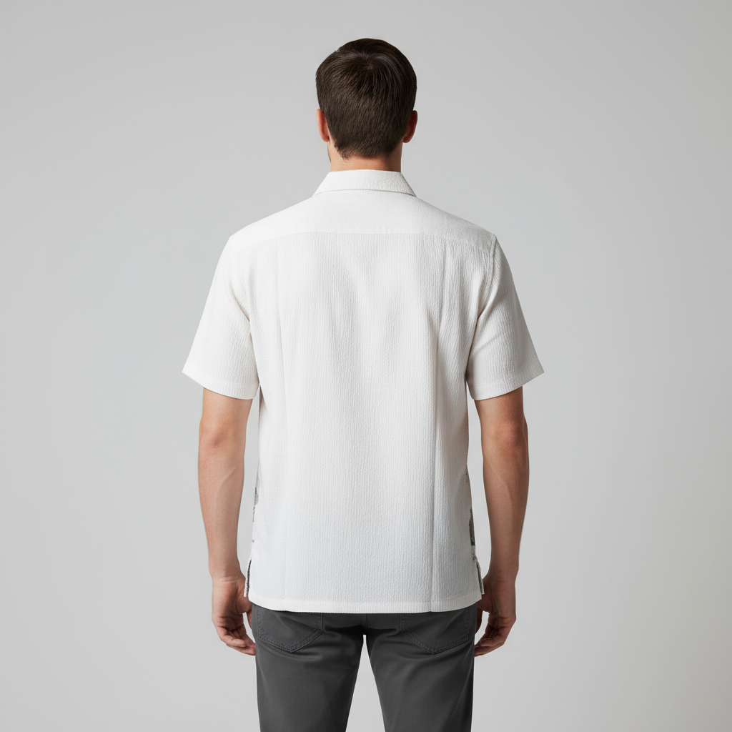 Oversized Popcorn Shirt – Dark Green Leaves Print | 100% Pure Cotton, Textured, Breathable Comfort